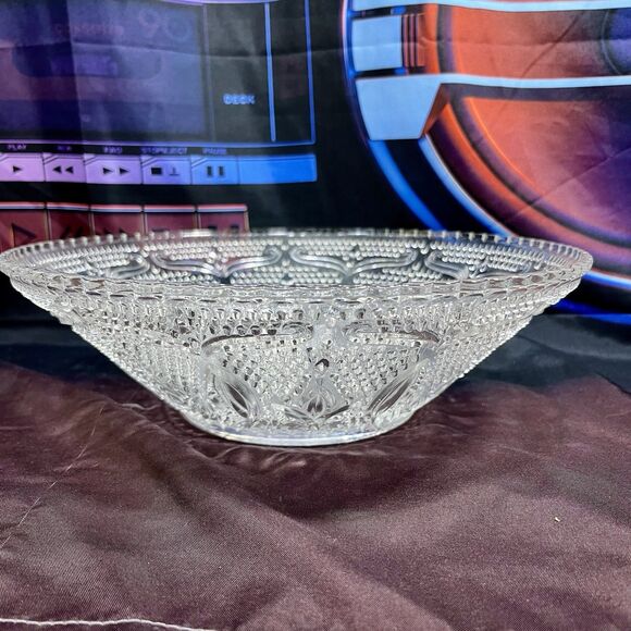 FEDERAL GLASS VINTAGE Mid Century Large Bowl Dish Heritage Crystal 1940s - Picture 3 of 6